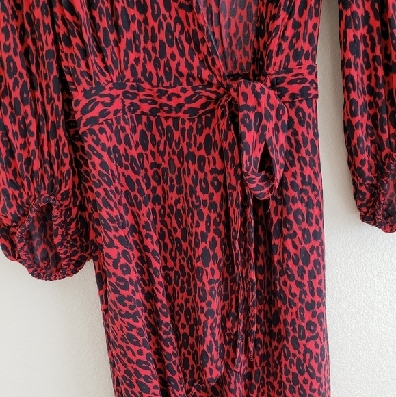 IRO Boina Rad & Black colors Leopard Wrap Dress size 8 or EUR 40 - Picture 5 of 15
